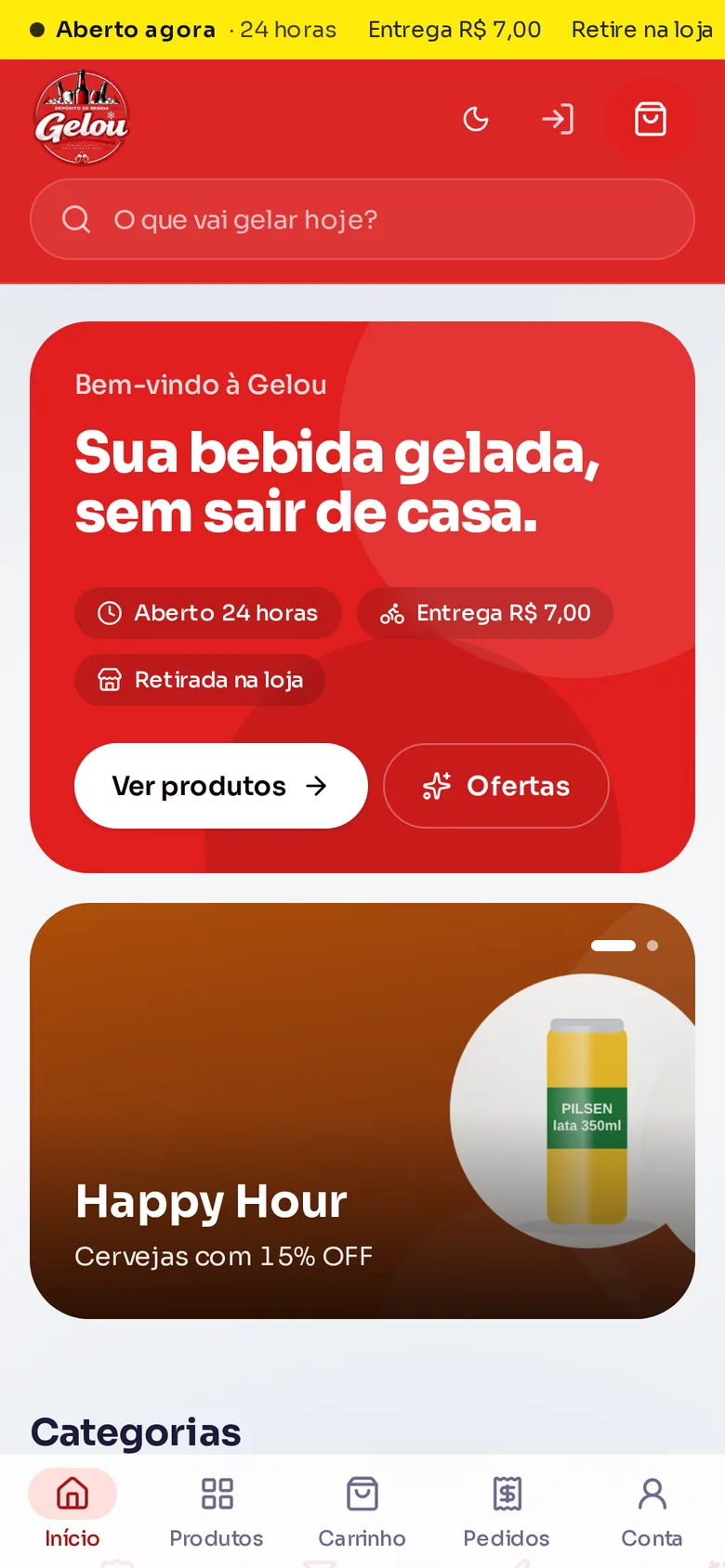 Loja online da empresa no celular do cliente